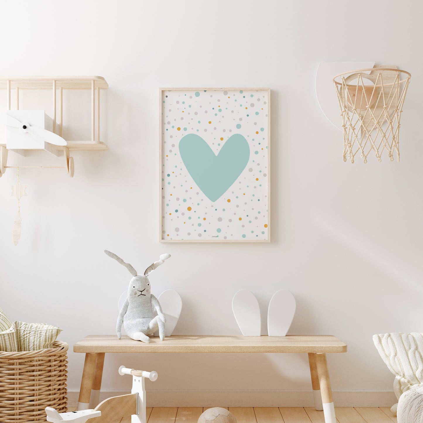 Affiche Coeur Coeur - bleu / rose