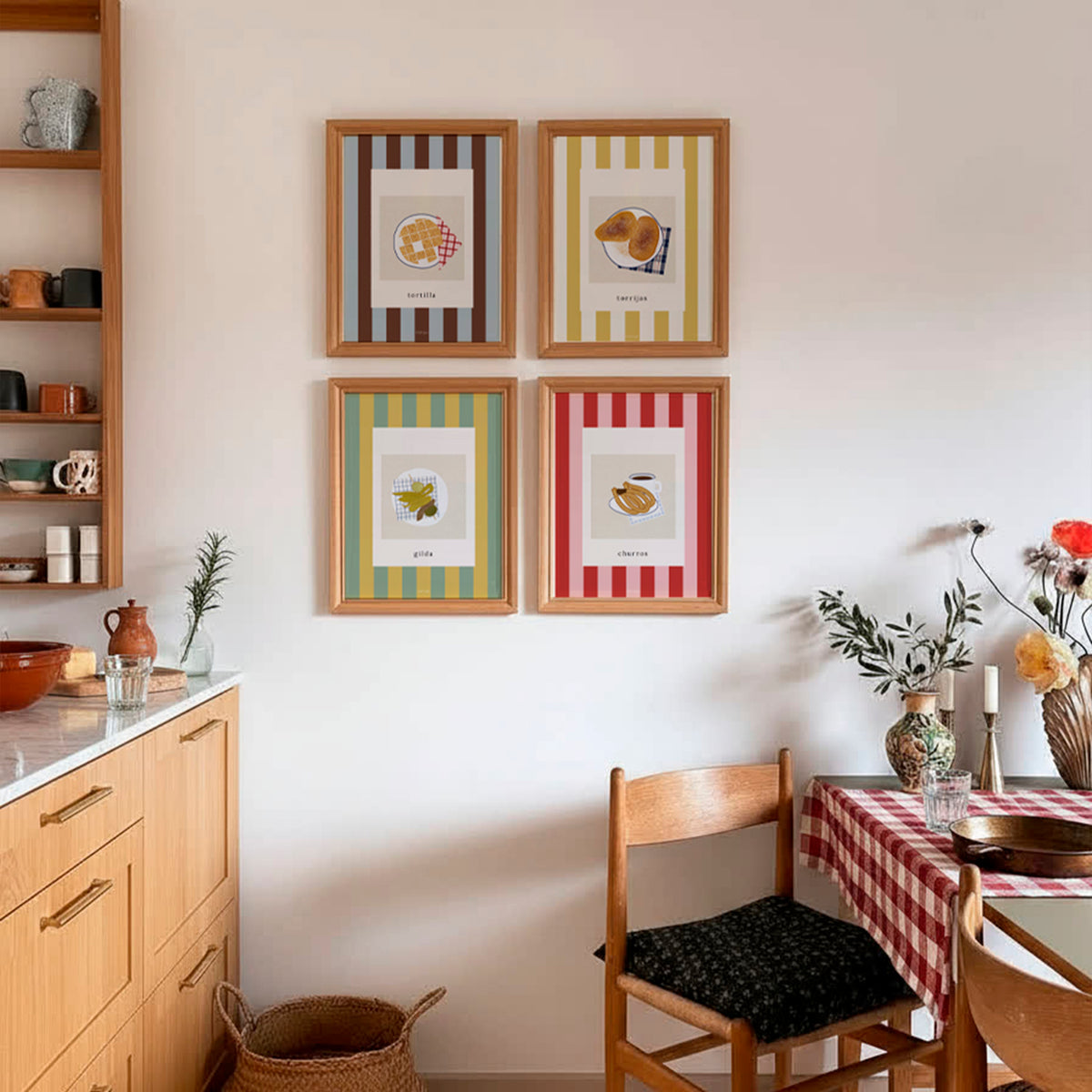 Composición de 4 láminas gastronómicas de la colección Ronda