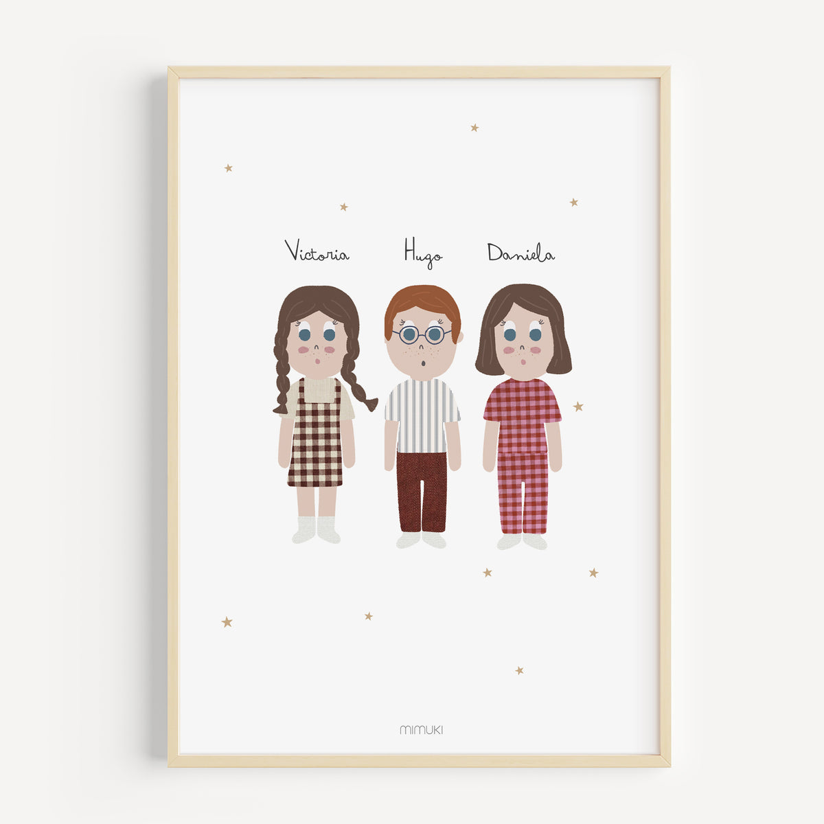 Ilustración personalizada Mimukín enmarcada en 30 x 40 cm