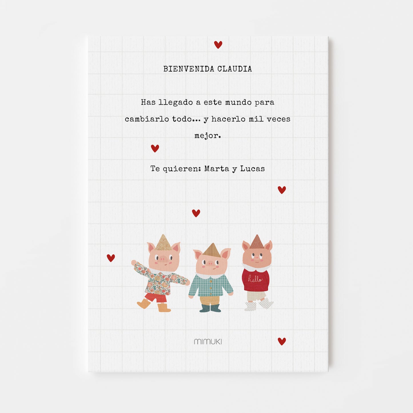 Tarjetón felicitación Tres Cerditos