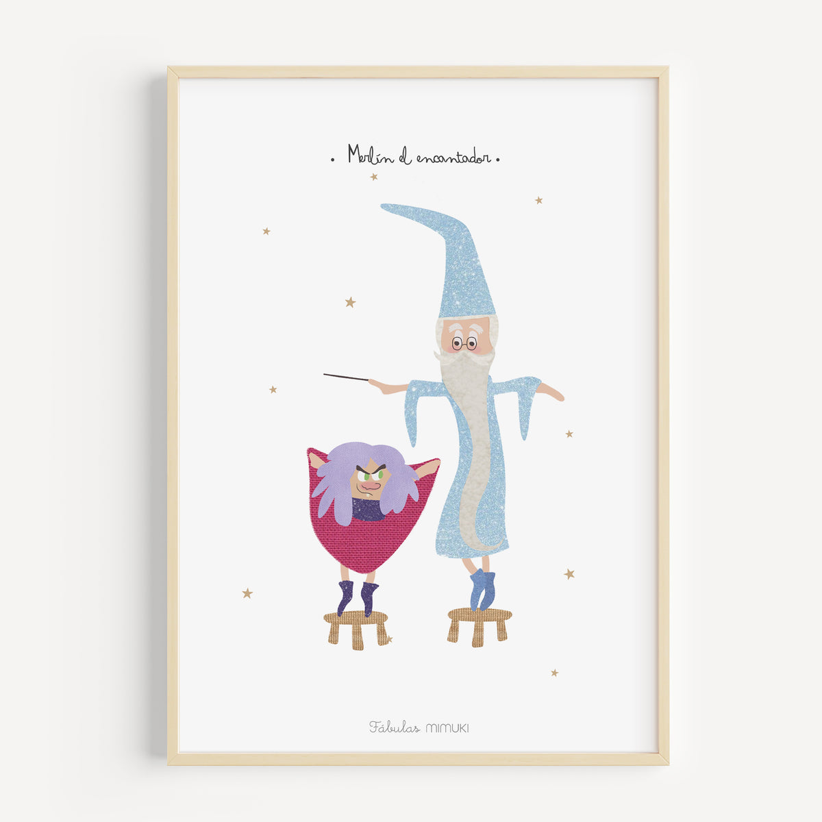 Ilustración de Mimuki de mago Merlín y Madam Mim