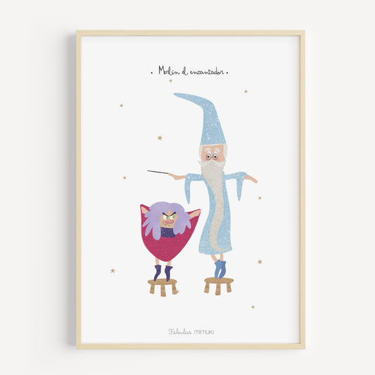 Ilustración de Mimuki de mago Merlín y Madam Mim