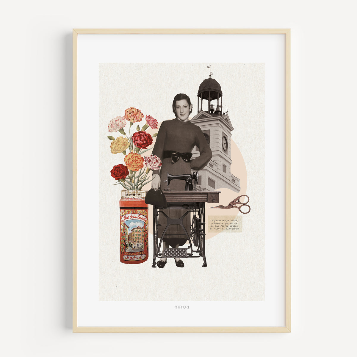 Collage personalizado enmarcado con fotografías y elementos ilustrados