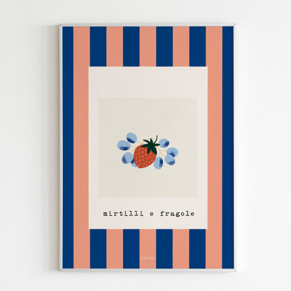Lámina de fresas y arándanos Mirtilli e Fragole de la colección Manarola