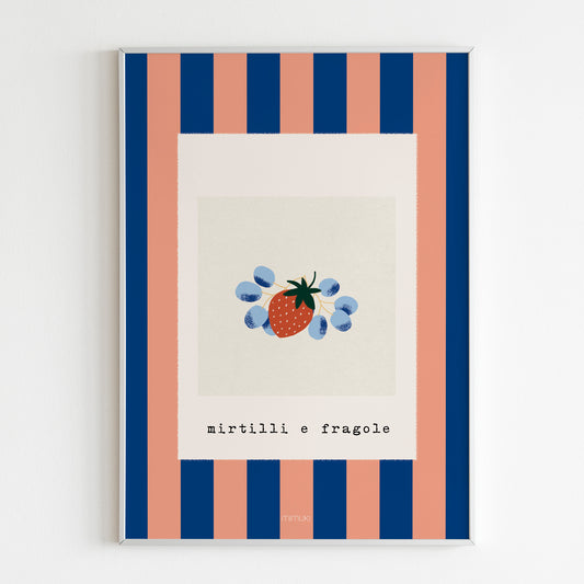 Lámina de fresas y arándanos Mirtilli e Fragole de la colección Manarola