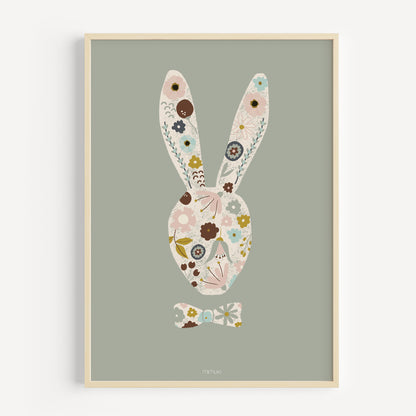 Lámina infantil Bouquet Bunny con conejo y flores de la colección Seraphina