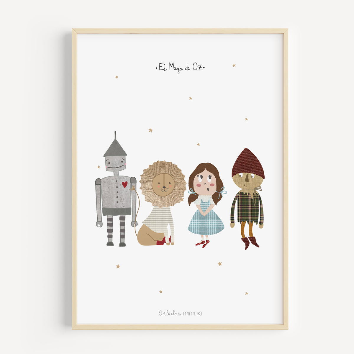 Lámina infantil de El Mago de Oz ilustrada en collage