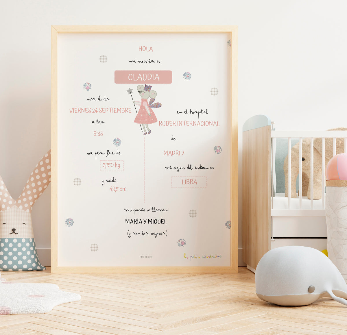 Lámina de nacimiento personalizada Petite Bonne Fée