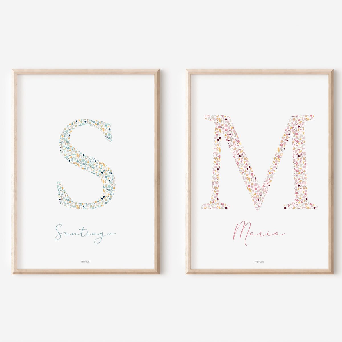 Pareja de láminas personalizadas con nombre y estampado Liberty