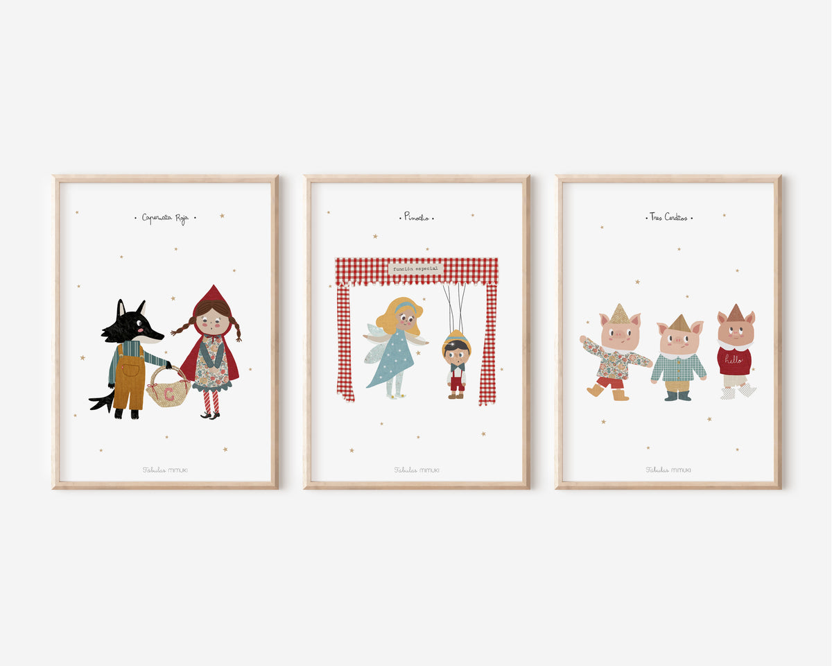 Pack de 3 láminas infantiles de cuentos de la colección Fábulas