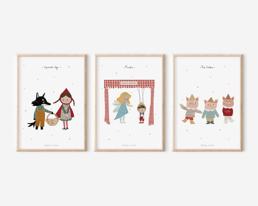 Pack de 3 láminas infantiles de cuentos de la colección Fábulas