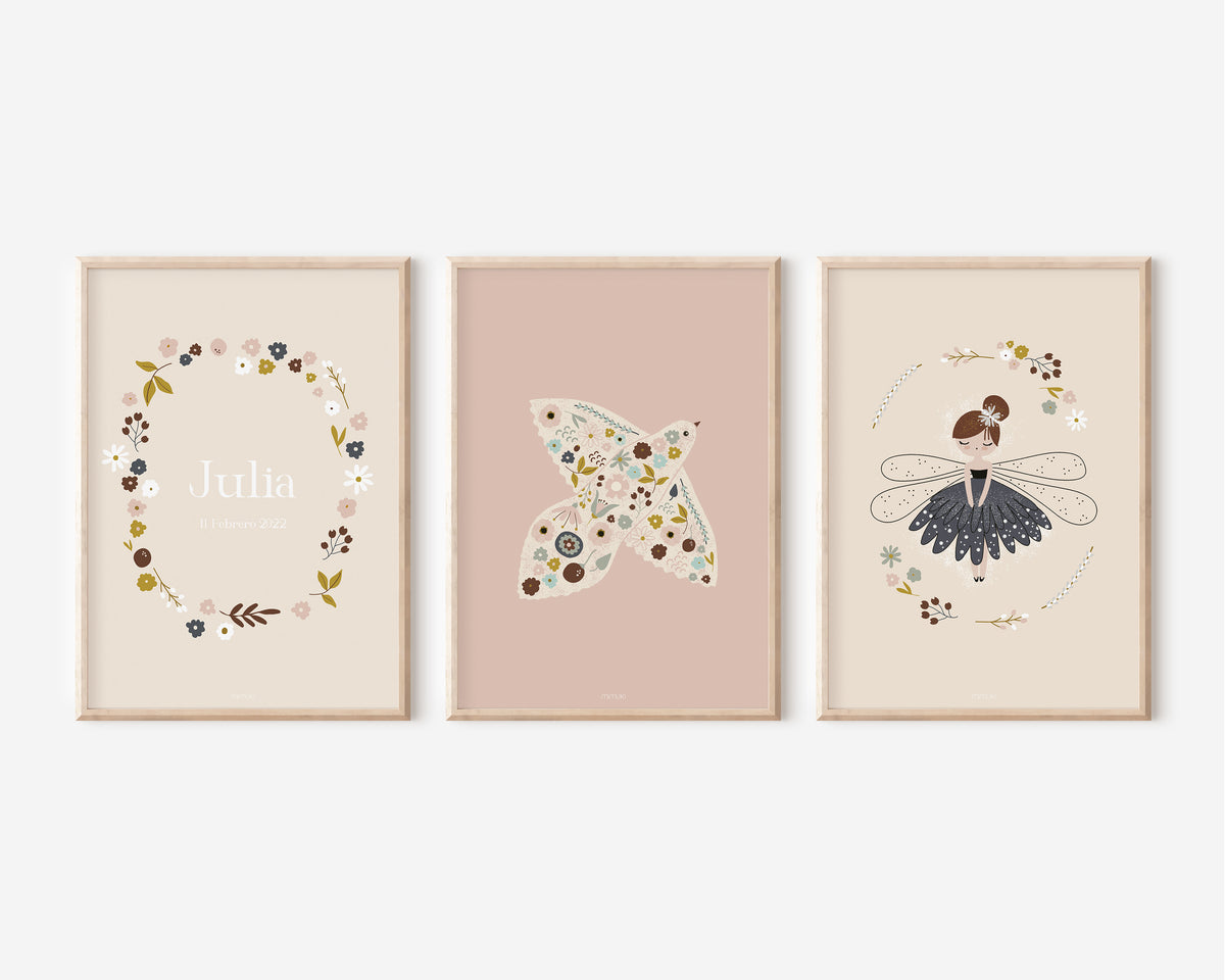 ack de 3 láminas infantiles de la colección Seraphina de MIMUKI