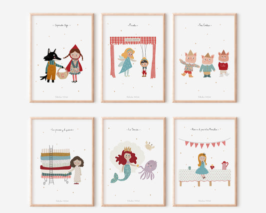 Set de 6 láminas infantiles de cuentos de la colección Fábulas